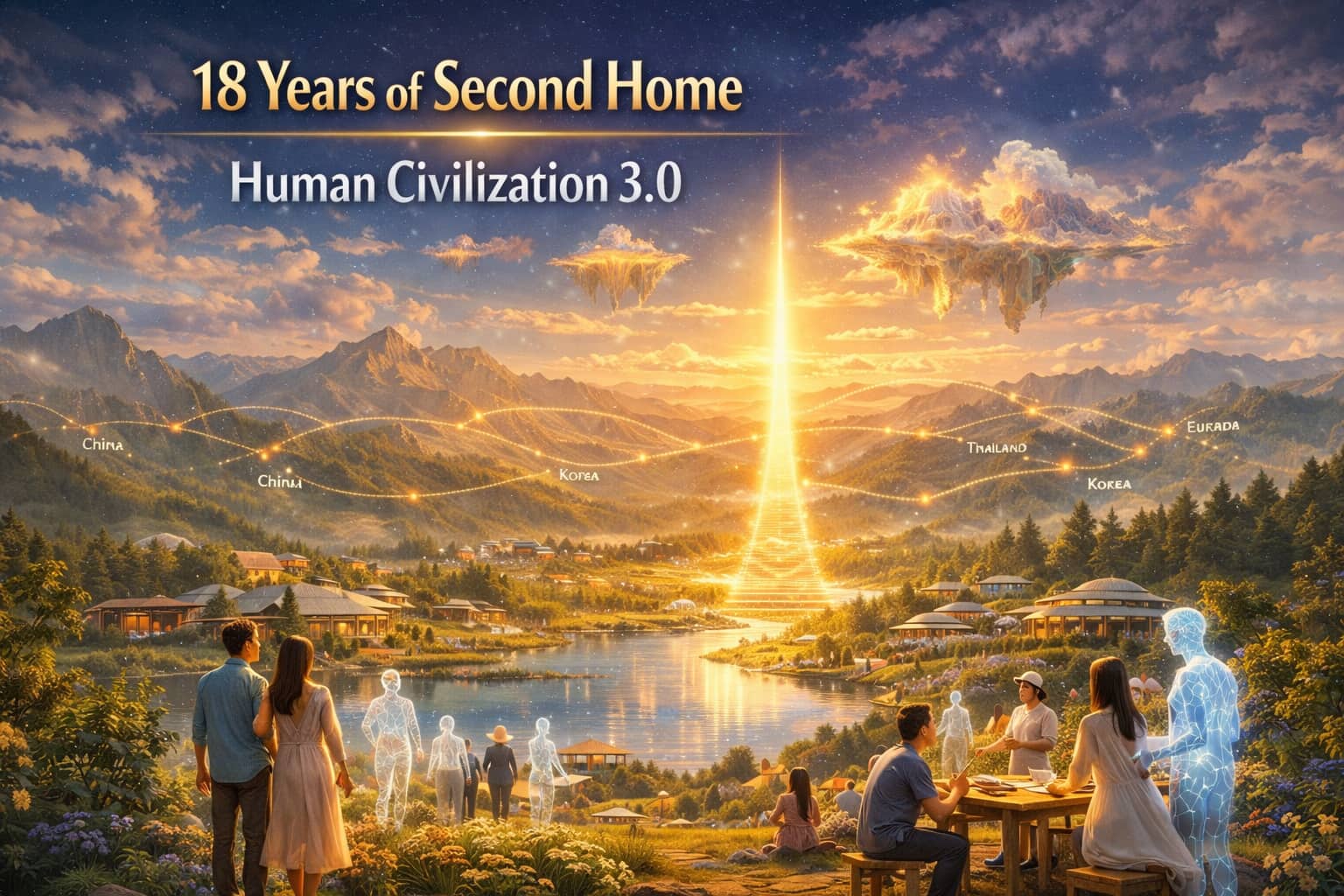 celebrating 18 years of Second Home with AI and humans living together in harmony, symbolizing Civil ...